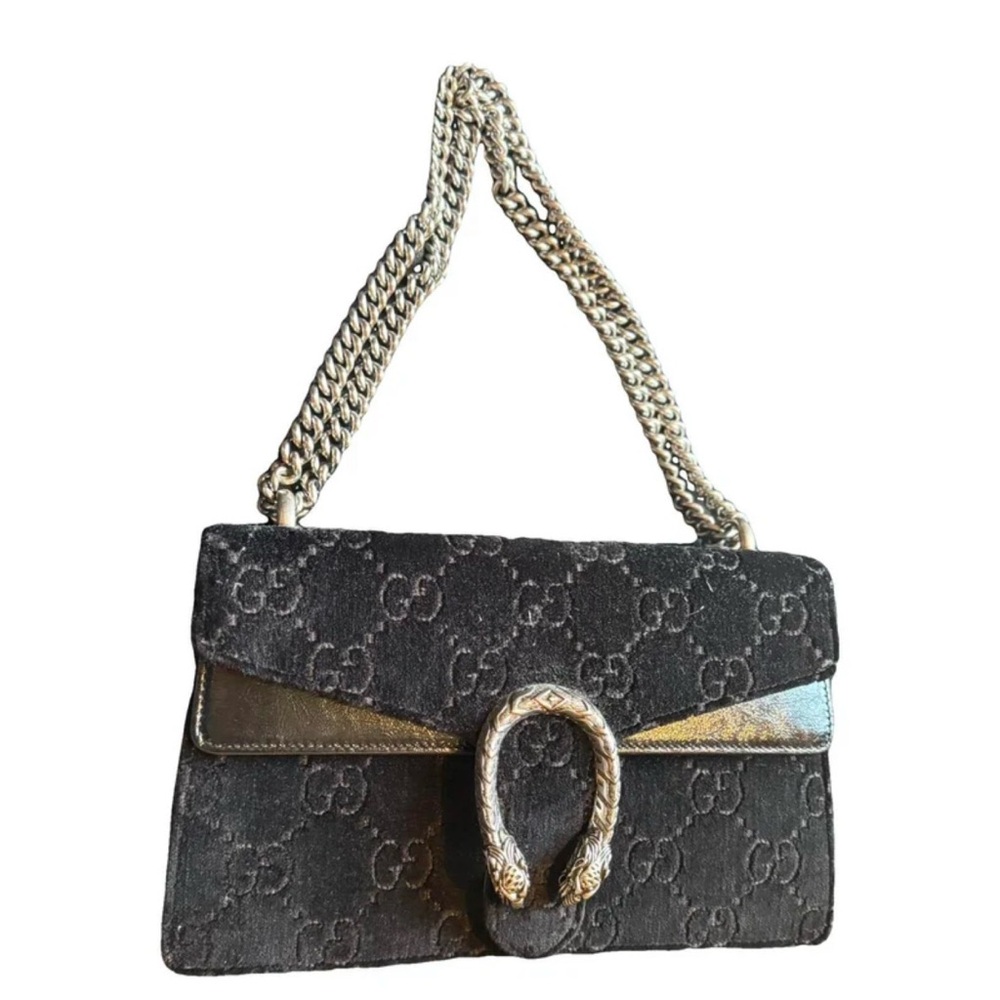 Gucci Dionysus GG velvet Black with Silver accents Shoulder Bag (like new)